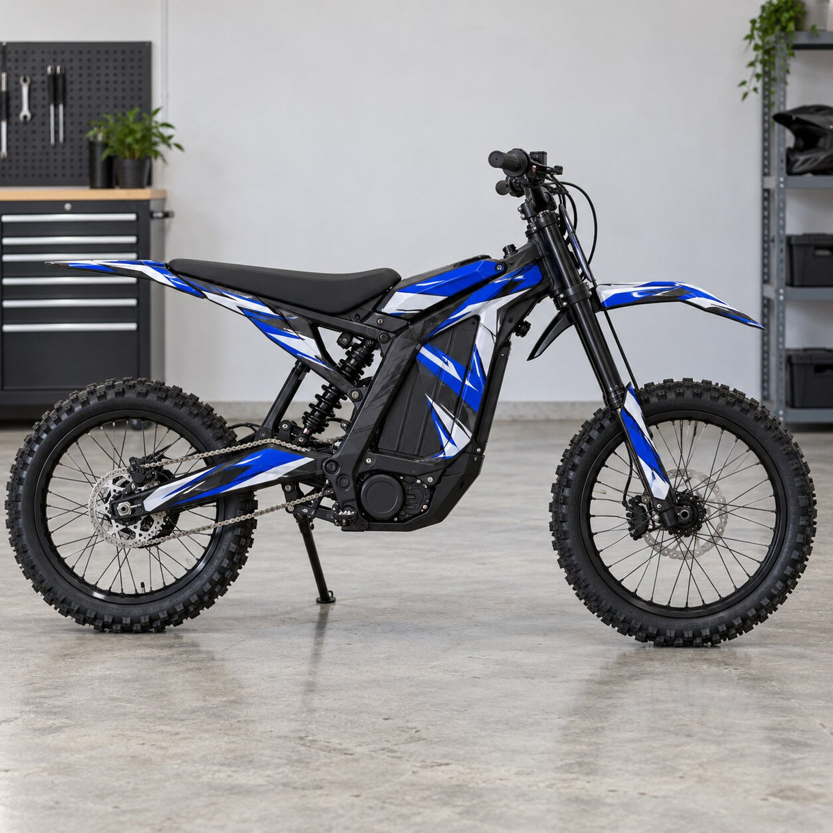 Realistic product mockup of Surron E-Bike Graphics Kit